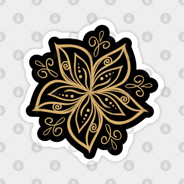 Golden Flower Mandala Magnet by Idanitee