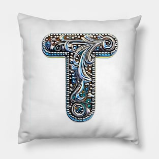 AI Art Silver Franciscan Tau Abstract Expressionism Pillow