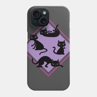 four black cute cats Phone Case