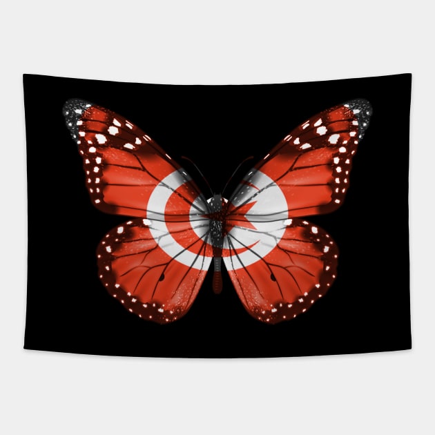 Tunisian Flag  Butterfly - Gift for Tunisian From Tunisia Tapestry by Country Flags