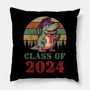 T Rex Dinosaur Class of 2024 First Day Of School Graduation Pillow