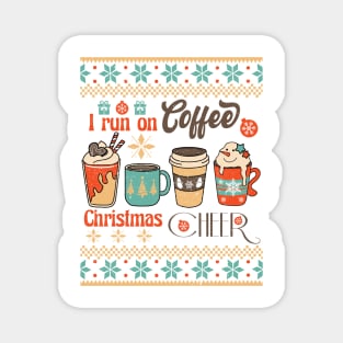 I Run On Coffee Christmas CHEER, Retro Christmas Magnet