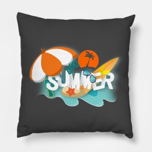 Hello Summer - Sun -Surfing - Swimming -Beach Pillow