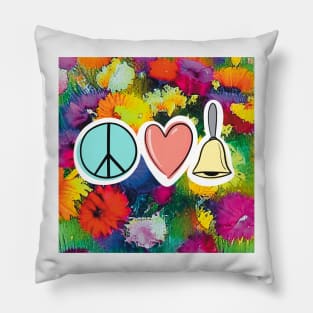 Peace Love Handbells Flower Pattern 2 Pillow