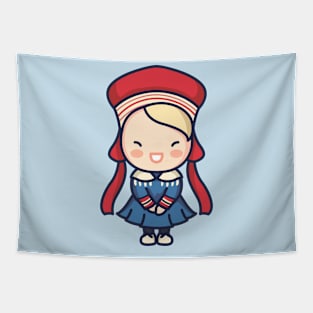 Cute Norwegian Girl in Traditional Clothing Tapestry