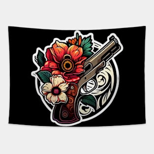 Pistol and flowers Tapestry