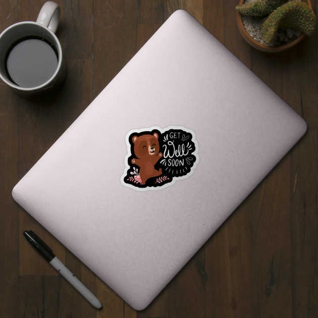 Get Well Soon with Bear Sticker Graphic by niradjstudio · Creative Fabrica