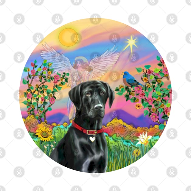 Sky Angel Rainbow Bridge with a Black Labrador Retriever by Dogs Galore and More