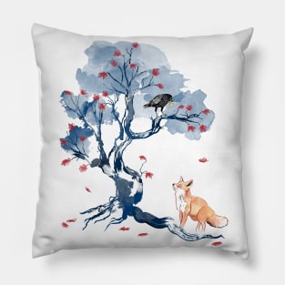 The Fox and the Crow Pillow