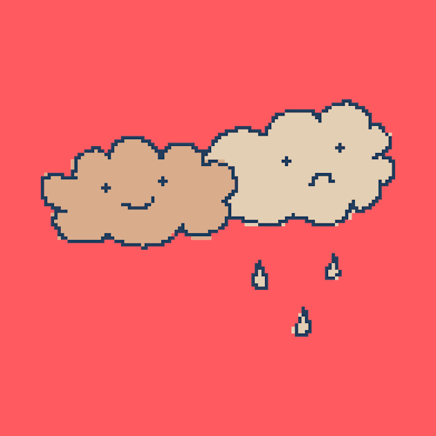 Moody Happy And Sad Clouds Pixel Art by pxlboy