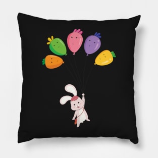 Baby Bunny Holding Balloon Pillow