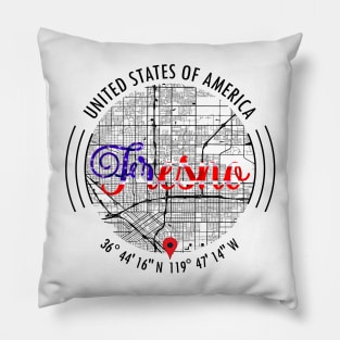 Fresno USA Road Map Art - Earth Tones Pillow