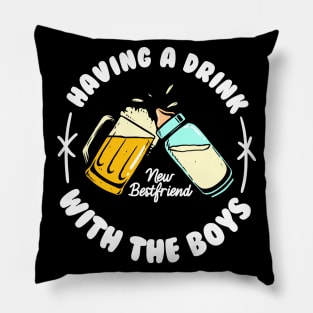 funny fathers day drinking beer baby bottle Pillow