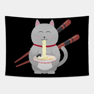 Cat Eating Ramen Tapestry