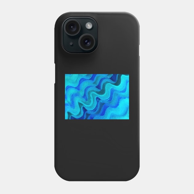 Blue background with waves Phone Case by Begoll Art