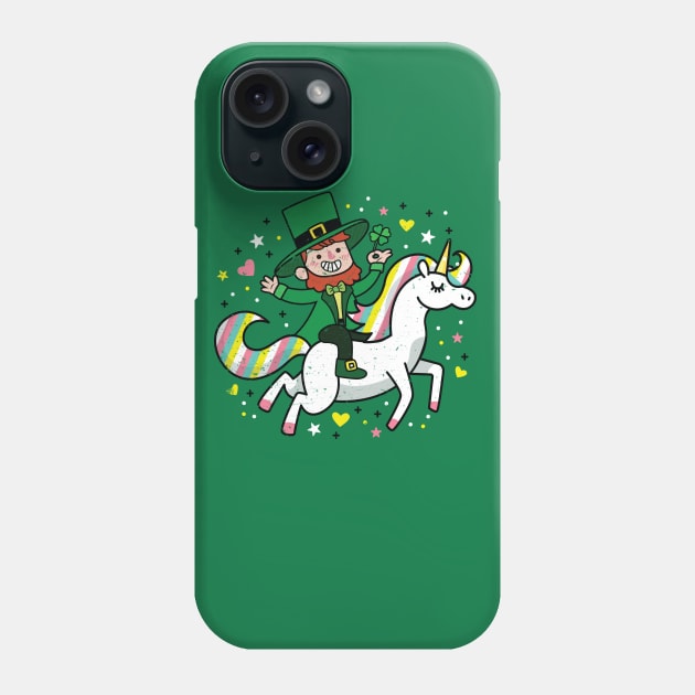 Leprechaun Riding a Unicorn T-Shirt Funny St Patrick's Day Phone Case by ghsp