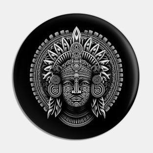 Aztec Style Warrior Face Art Pin