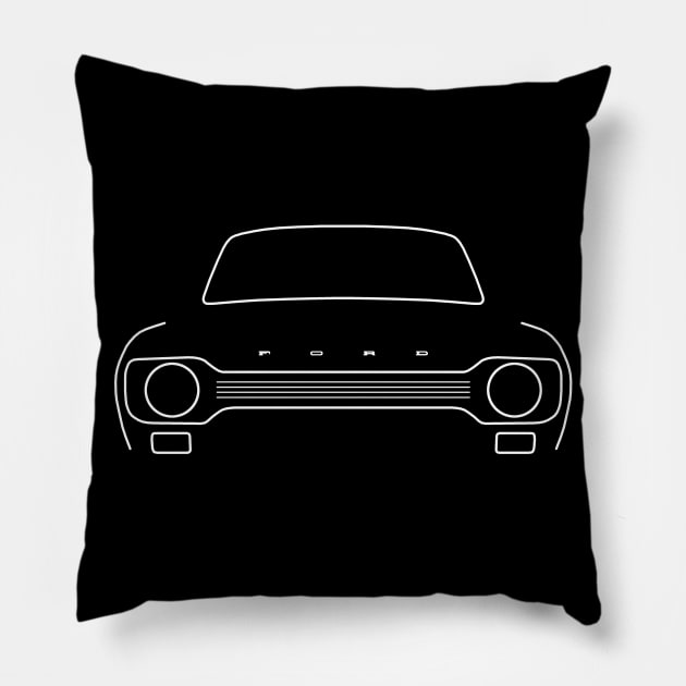 Ford Escort Mk1 classic car outline graphic (white) Pillow by soitwouldseem