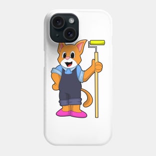 Cat at Wallpapering with Pressure roller Phone Case