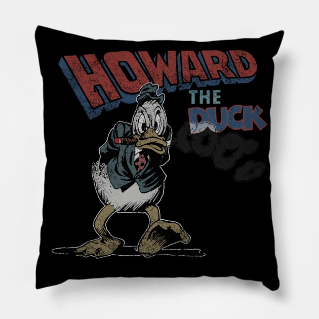 Howard the Duck, faded and distressed Pillow by hauntedjack