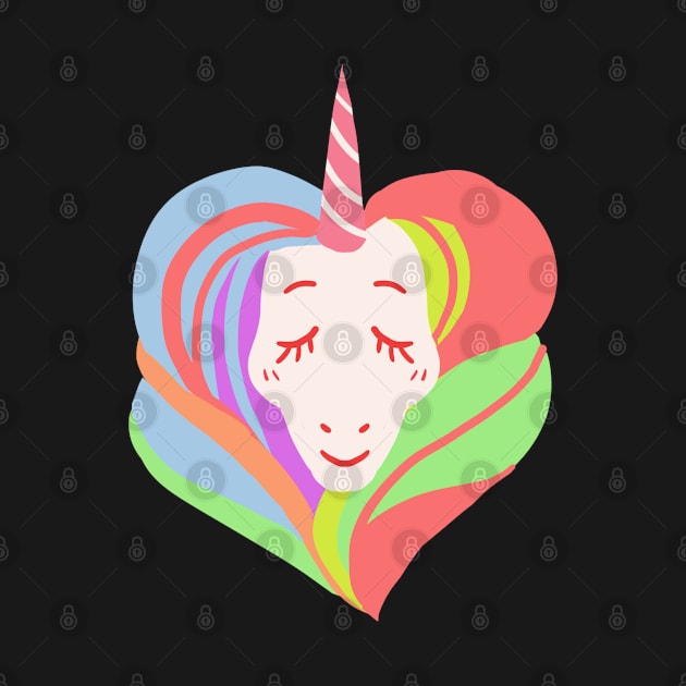 White ranbow color heart shape hair love unicorn by WiliamGlowing