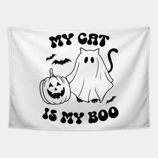 My Cat Is My Boo, Ghost Cat, Halloween Tapestry