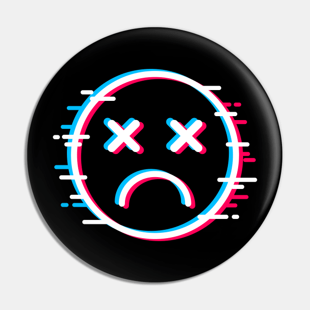 Glitch Face Dead Sad Pin by machmigo