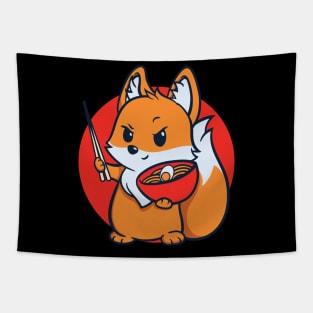 Fox Eating Ramen Tapestry