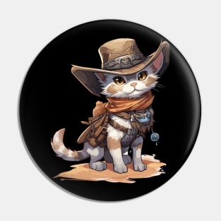 Cute Sheriff Cat with a Cowboy Hat Pin