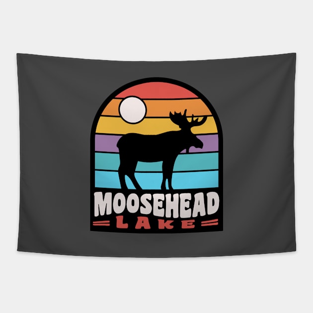 Moosehead Lake Moose Badge Maine Tapestry by PodDesignShop