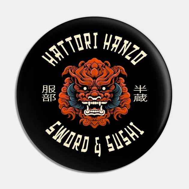 Hattori Hanzo Sword And Sushi Pin by Tshirt Samurai