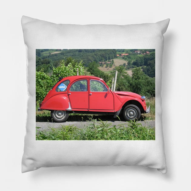 Citroen 2 CV red Pillow by Roland69