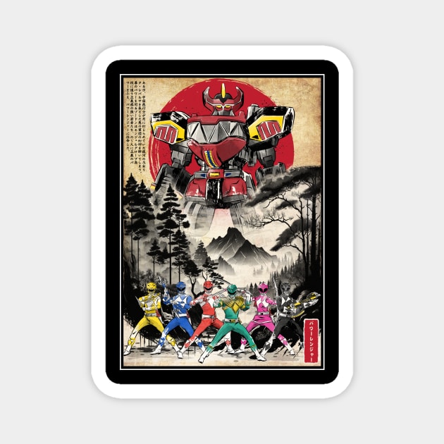 Rangers in Japan woodblock Magnet by DrMonekers