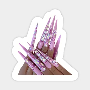 Purple bling acrylic nail art Magnet