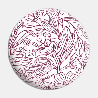 Maroon Floral Outline Print Pin