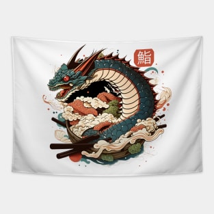 Dragon & Sushi Funny Food Retro Anime Lover Japanese Tapestry