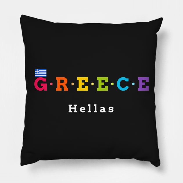 Greece,  Hellas (Flag Version) Pillow by Koolstudio