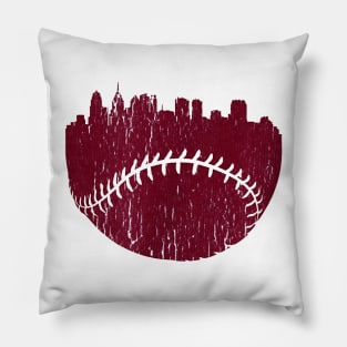 Philadelphia PA Cityscape Baseball Retro Pillow