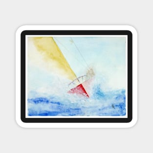 Red Yacht - Watercolour Magnet