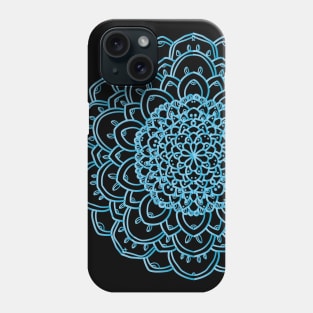 Blue Gradient Flower & Leaves Mandala Phone Case