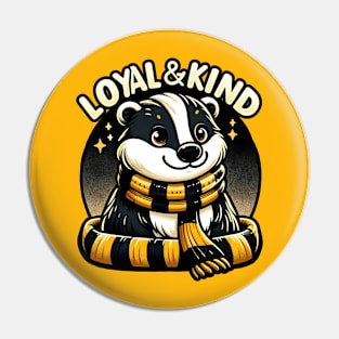 Loyal and Kind - Badger with a Scarf - Fantasy Pin