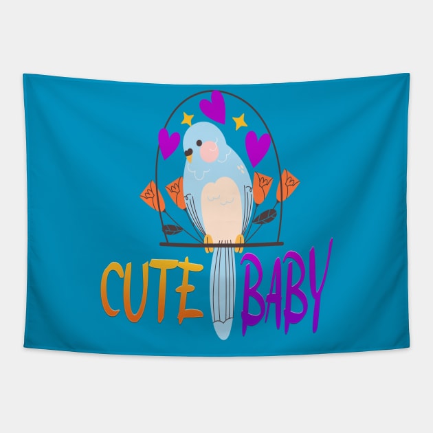 (Parrot) Cute baby Tapestry by Abouharoune