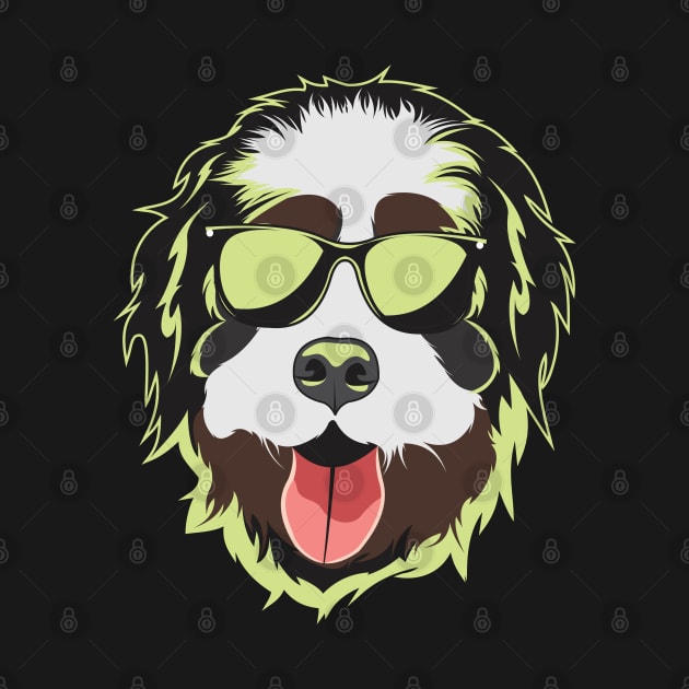 Bernedoodle Face Neon Light Color by Dogiviate