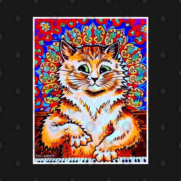 Cat Playing a Piano : A Louis Wain abstract psychedelic Art Print by posterbobs