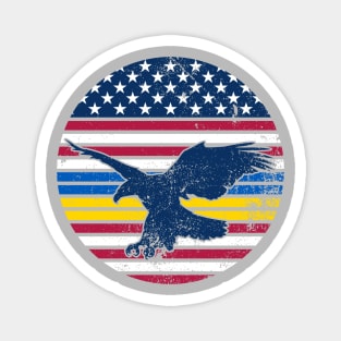 Ukraine and American Flag with Eagle Magnet