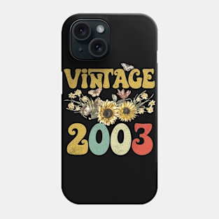 Vintage 2003 Sunflower Floral Retro Groovy 20th Birthday Phone Case