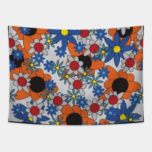 Floral pattern with leaves and flowers doodling style Tapestry