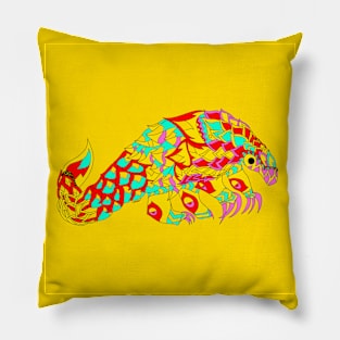 yellow scaly anteater pangolin ecopop Pillow