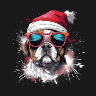 Magical Christmas French Bulldog in the snow: cute four-legged friend with festive hat T-Shirt