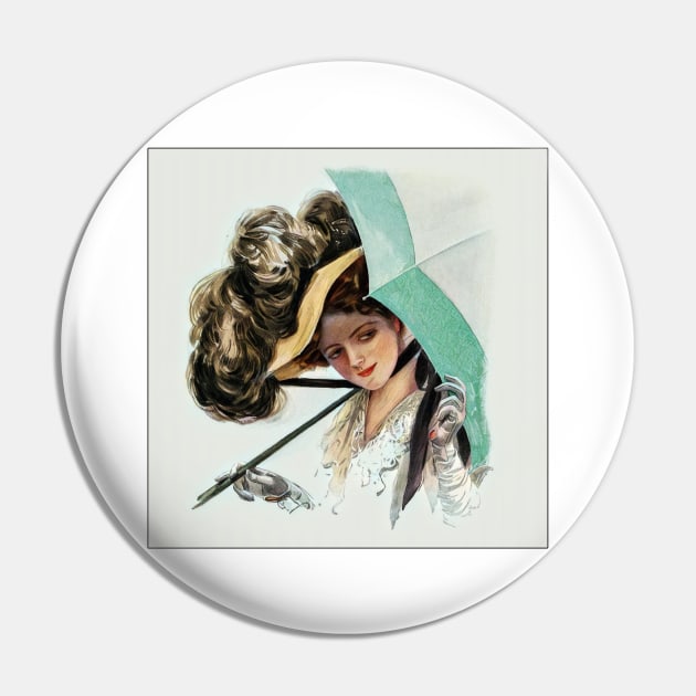 Girl with Umbrella - Vintage Pin by Wilcox PhotoArt